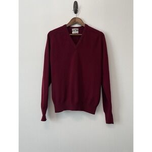 Men's Large Alan Micheals 2 Ply Cashmere Sweater Irish Burgundy Preppy Old Money